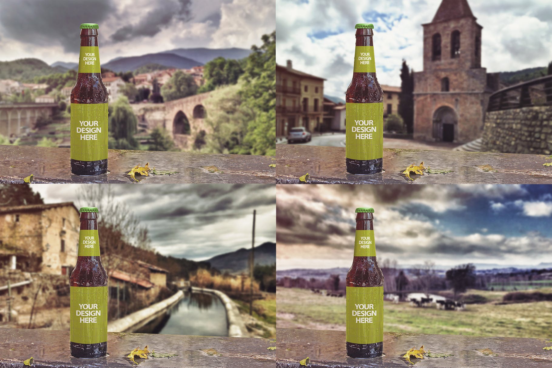 小支装啤酒瓶外观设计样机模板 Raining Beer Backgrounds插图(2)