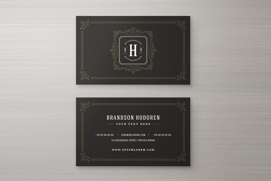 15款复古装饰风格企业名片设计模板 15 Ornaments Business Cards Bundle插图(2)