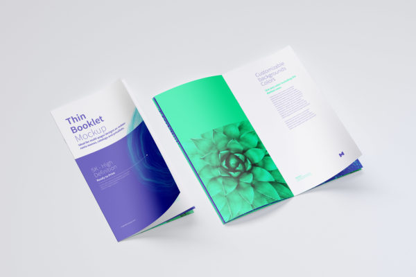创意小册子折页传单设计图样机模板04 Thin Booklet Mockup 04