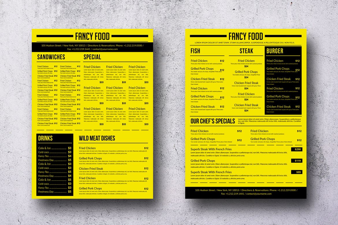 A4纸极简设计风格西式菜单设计模板 Simple A4 Minimal A4 Menu – 13 Color Versions插图(3)