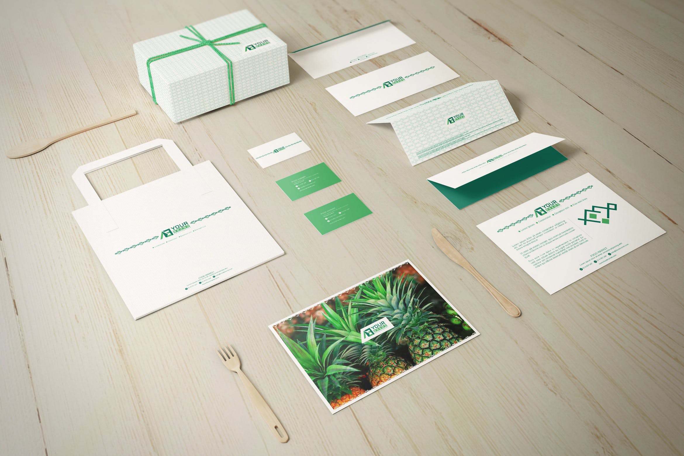 食品品牌VI视觉体系设计预览样机套件 Food Market Identity Branding Mockups插图