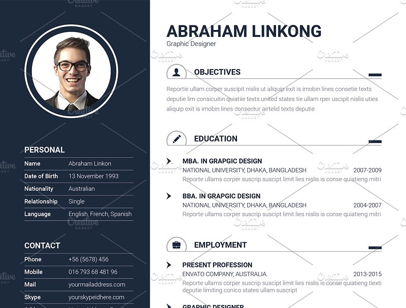 经典实用个人简历表设计模板 Modern Resume 3 Pages插图(3)