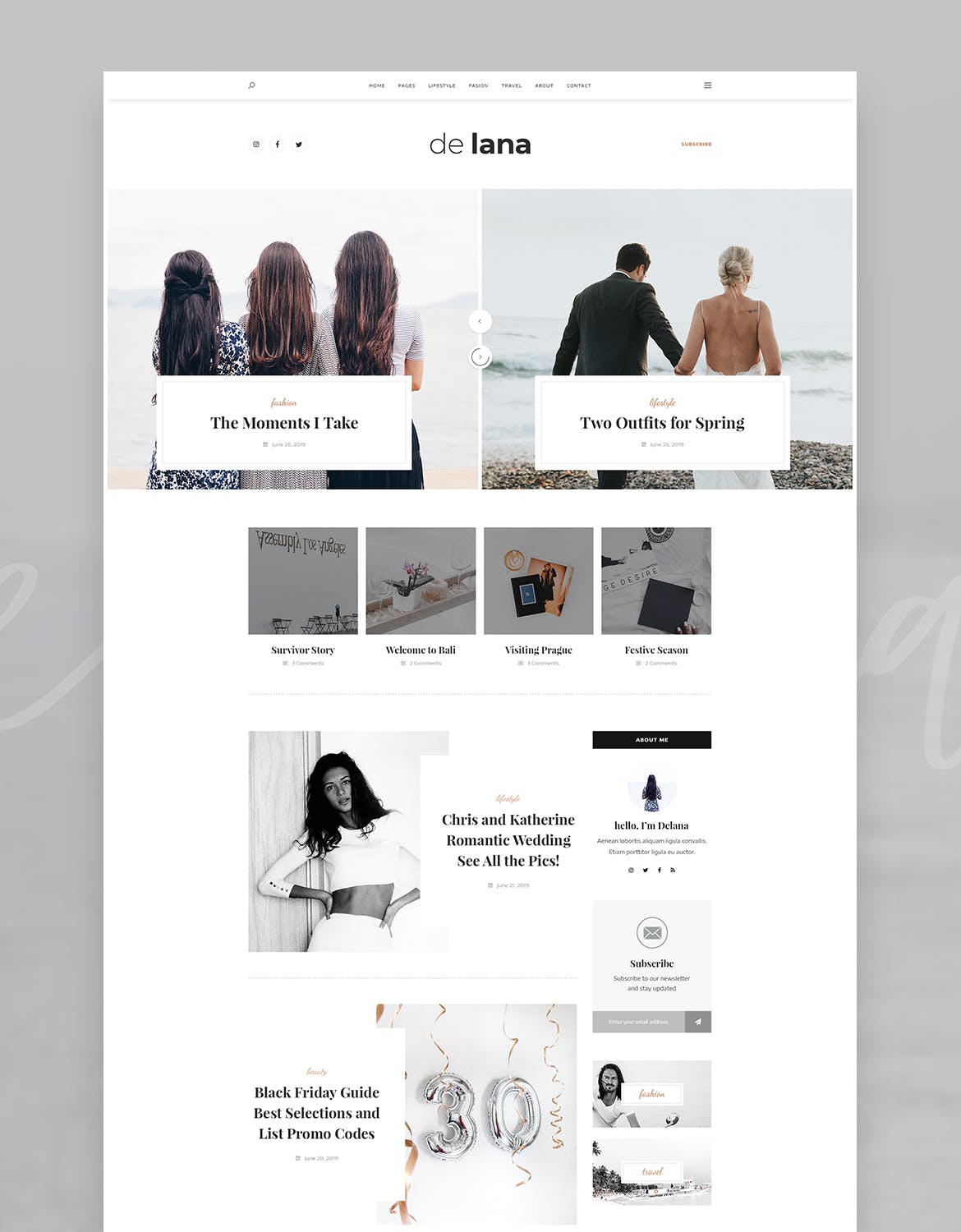 极简设计风格个人博客网站设计PSD模板 De Lana – Personal Blog PSD Template插图(5)