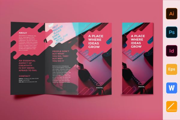 数字广告代理商三折页宣传册宣传单设计模板 Digital Advertising Agency Brochure Trifold