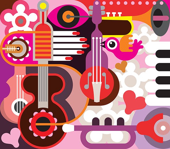 音乐主题矢量抽象背景素材 Abstract Musical Background插图(2)