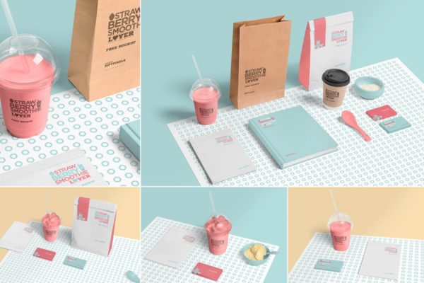 透明塑料冰淇淋/奶茶杯样机 Transparent Plastic Ice Cream Cup Mockups