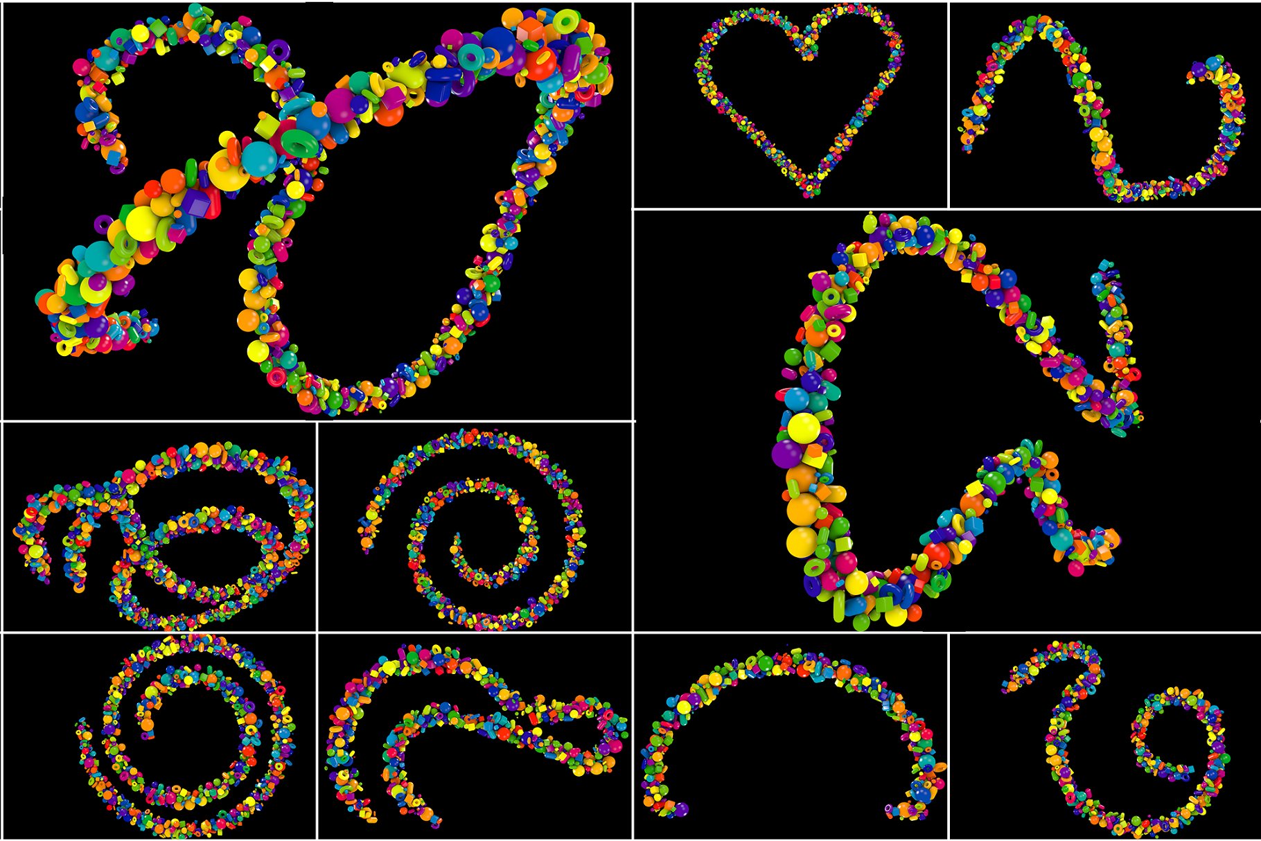 20款8K超高清多彩塑料物件组成形状叠层背景 Plastic Shapes插图(3)