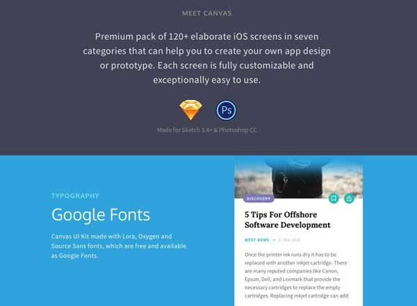 多用途 APP UI 套件模板包 Canvas Mobile Ui Kit[PSD, SKETCH]