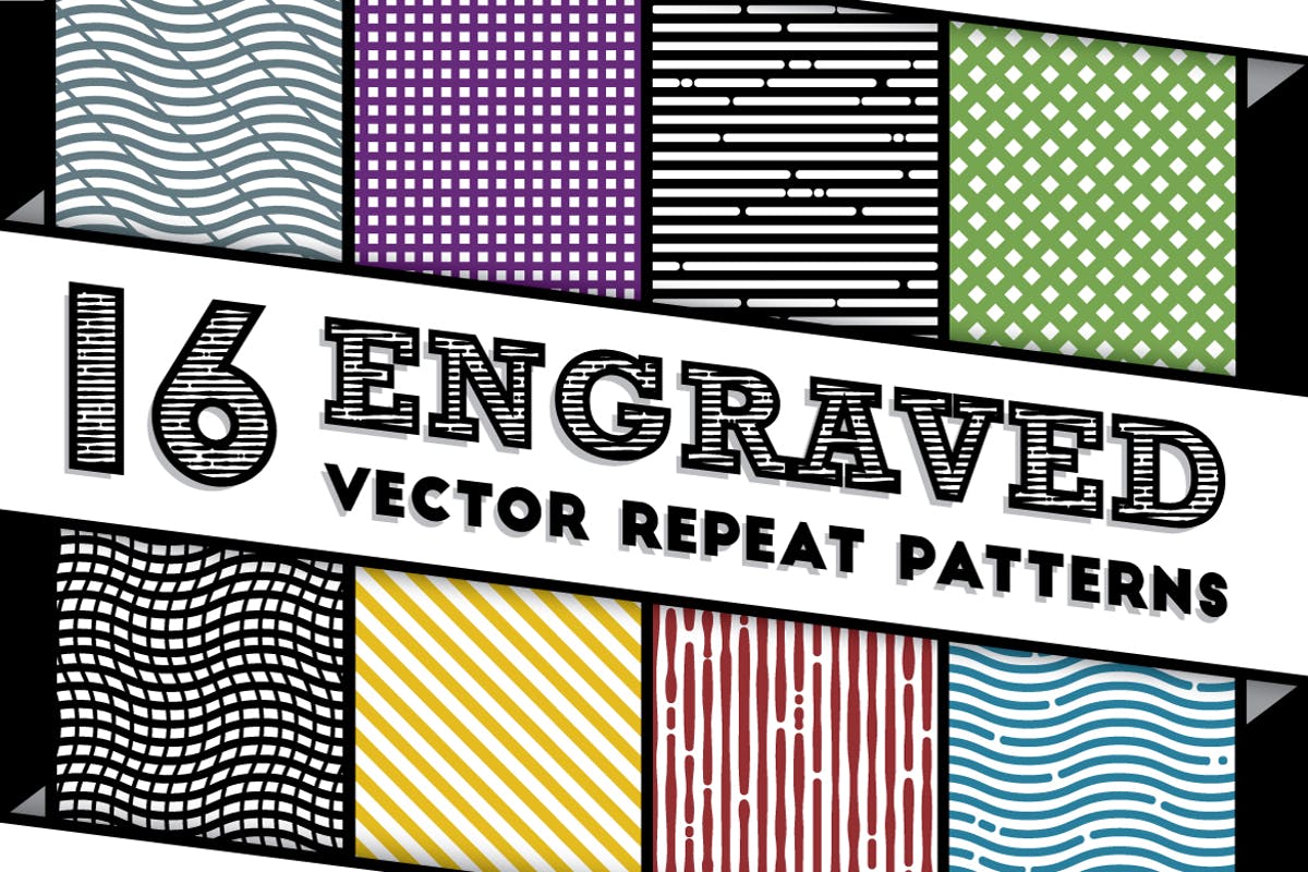 雕刻矢量图案纹理素材 Engraved Vector Patterns插图
