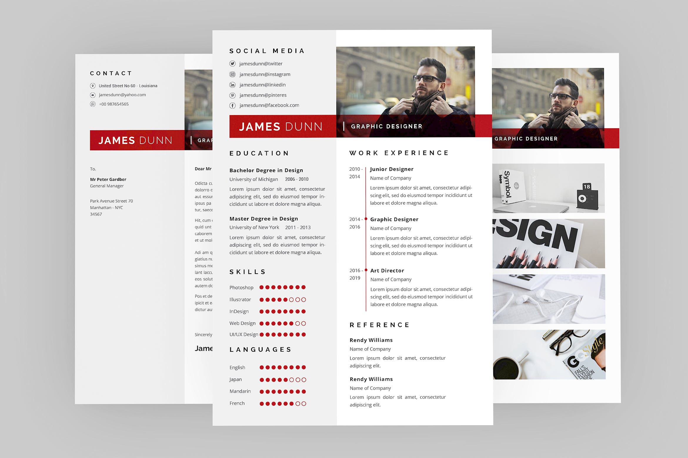 视觉设计师介绍信&素材库精选简历模板 James Graphic Resume Designer插图