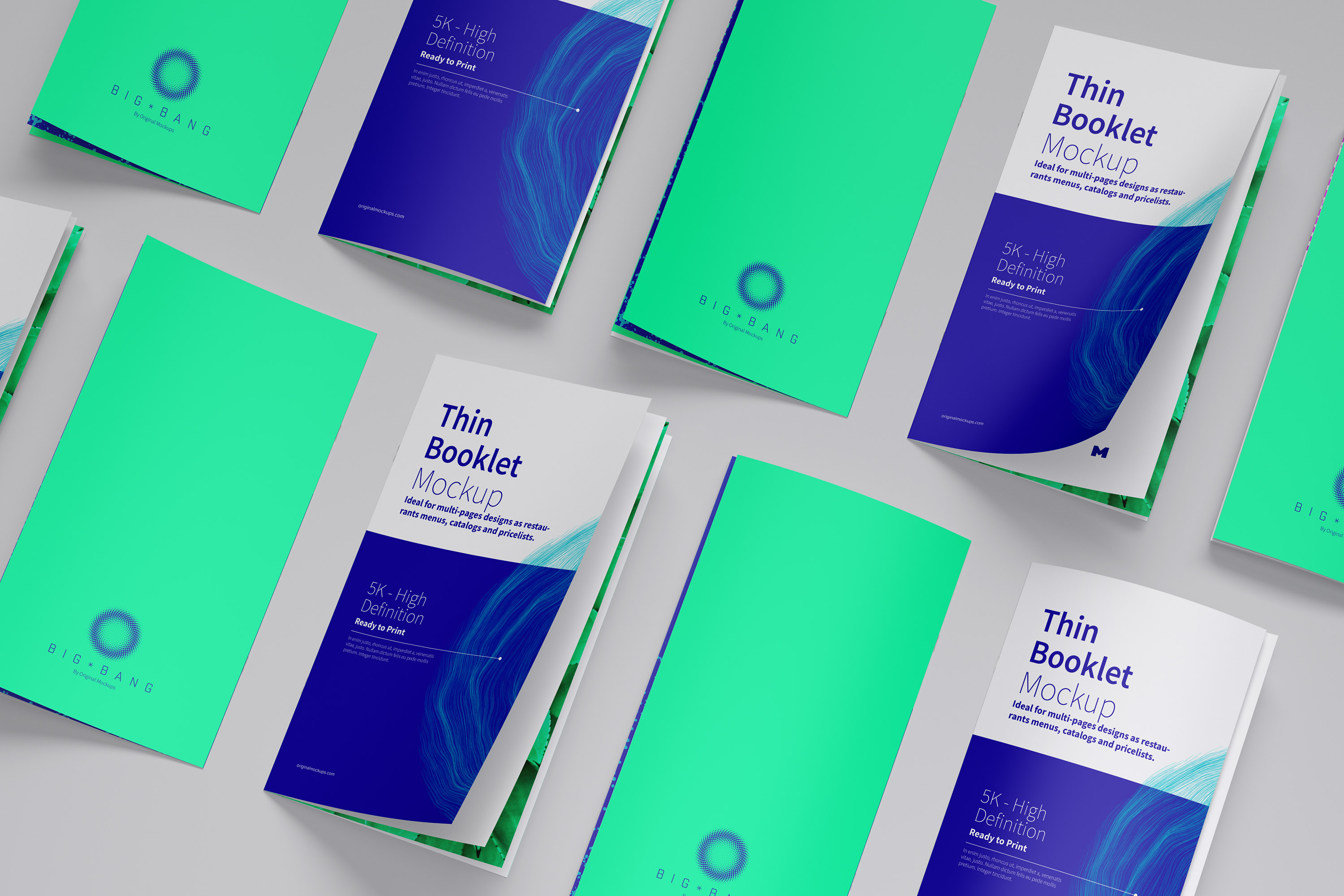 企业宣传传单设计效果图等距网格样机05 Thin Booklet Mockup 05插图(2)