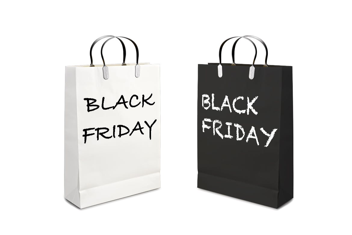 网络星期一/黑色星期五促销日购物袋设计样机01 Business days mockup_01插图(1)