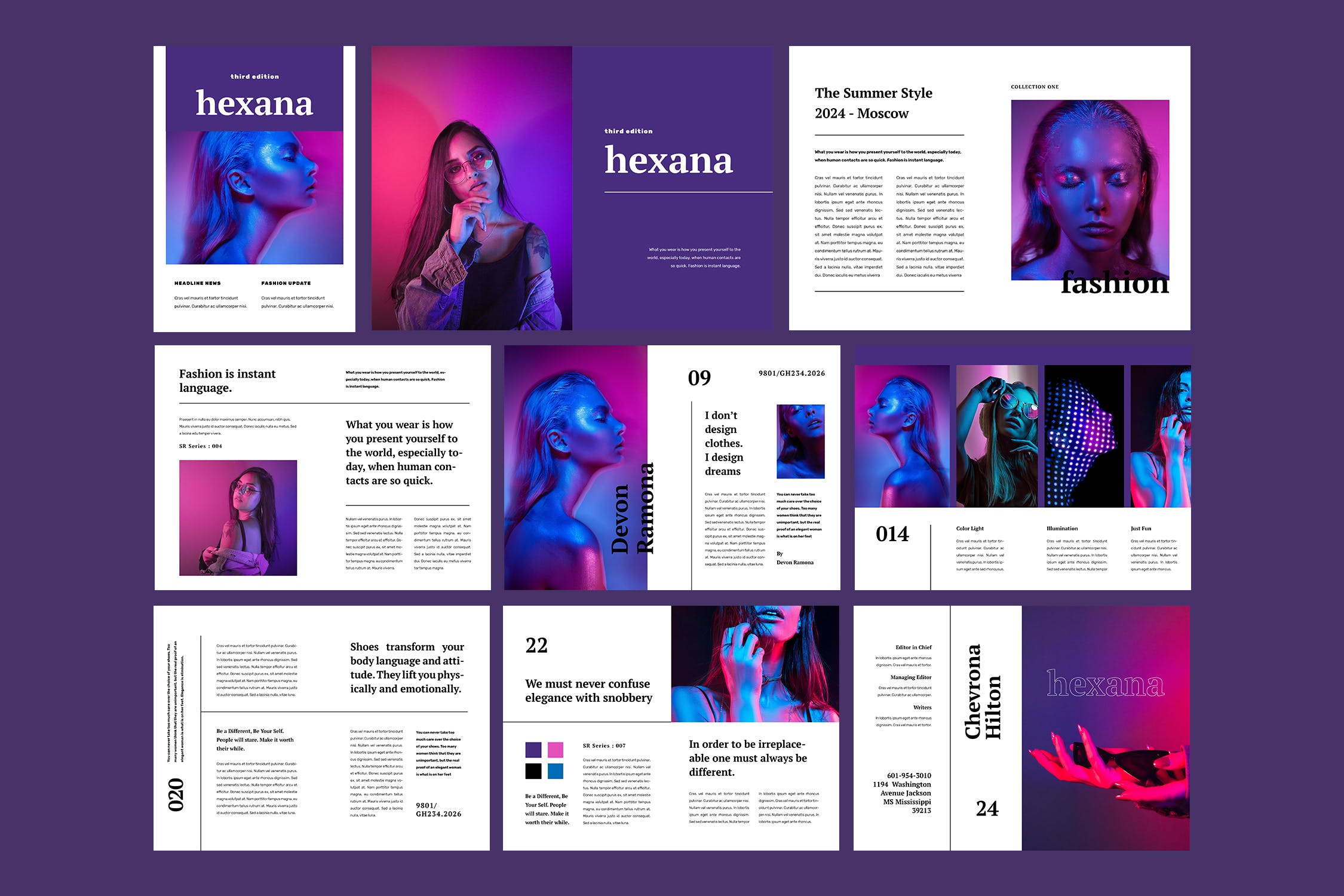 时尚潮牌产品画册设计模板 Hexana Fashion Lookbook Catalogue插图(4)
