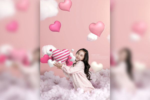 粉色爱心儿童海报设计素材