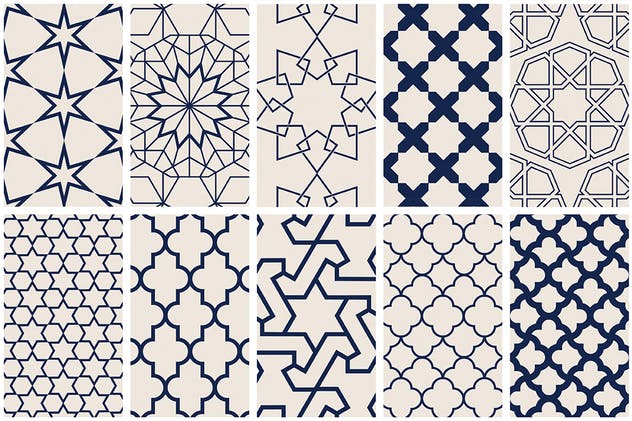 伊斯兰民族艺术几何图形图案素材 Islamic Art Vector Patterns插图(7)