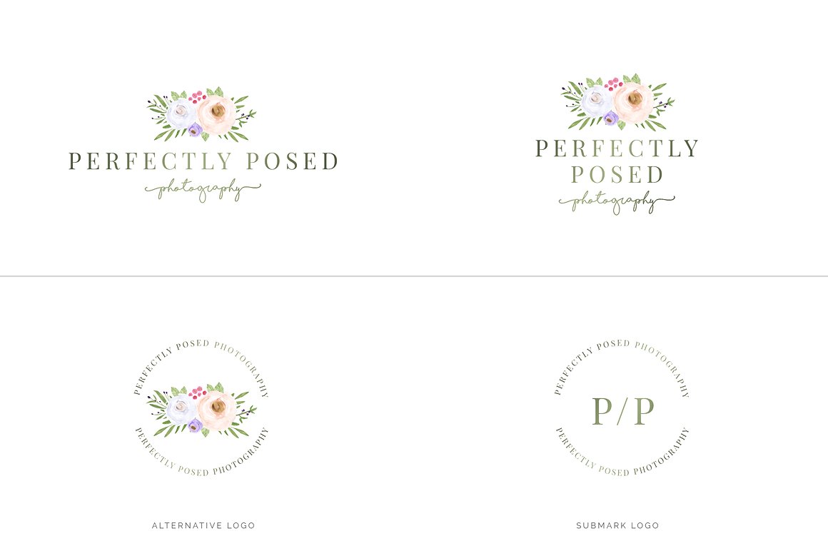 超级水彩风 Logo 设计素材包 Watercolor Premade Branding Logo Kit [模板、纹理&元素]插图(10)