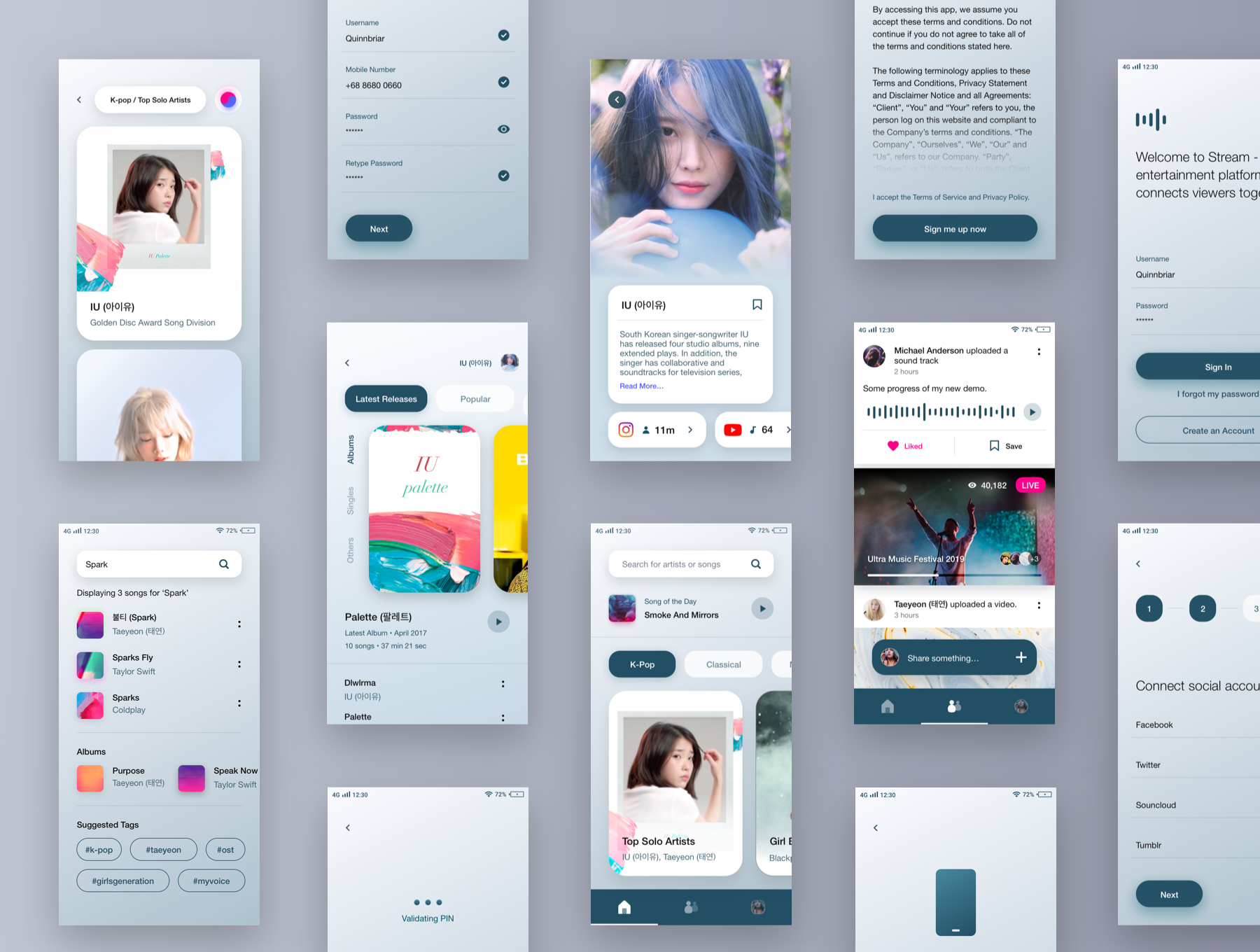 素材库下午茶：社交媒体音乐播放器APP UI设计套件[Sketch]插图(5)