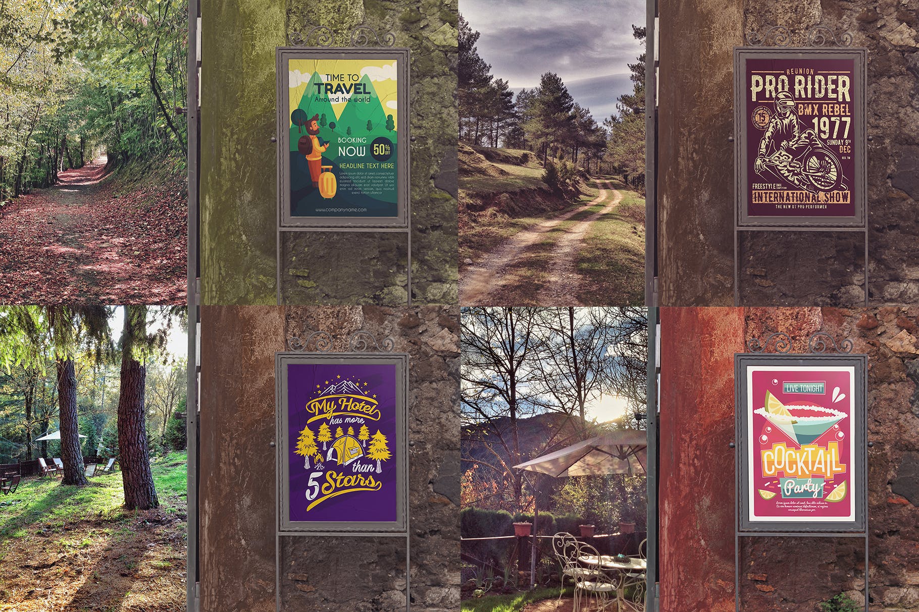 室外入口处海报设计张贴效果图样机模板 Outdoor Entrance Poster Backgrounds插图(4)