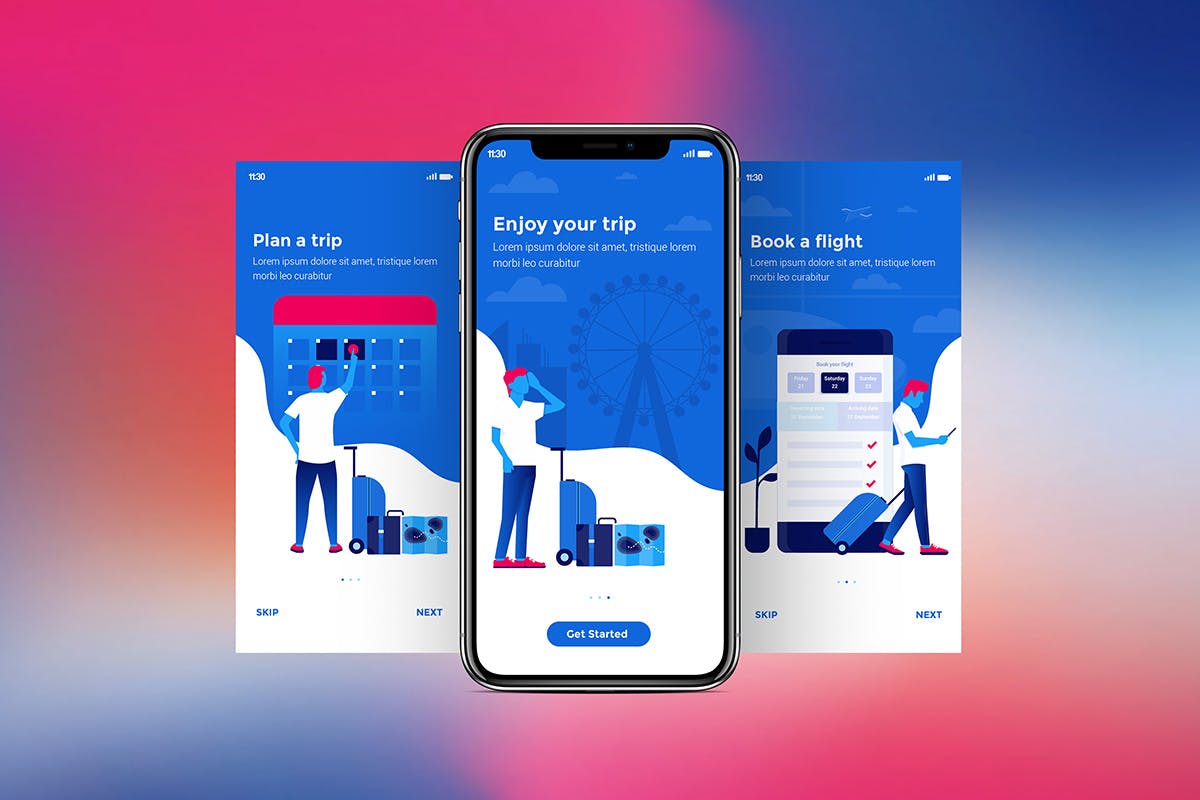 现代UI设计风格APP应用启动页设计模板 Modern user interface UX, UI screen templates插图(7)