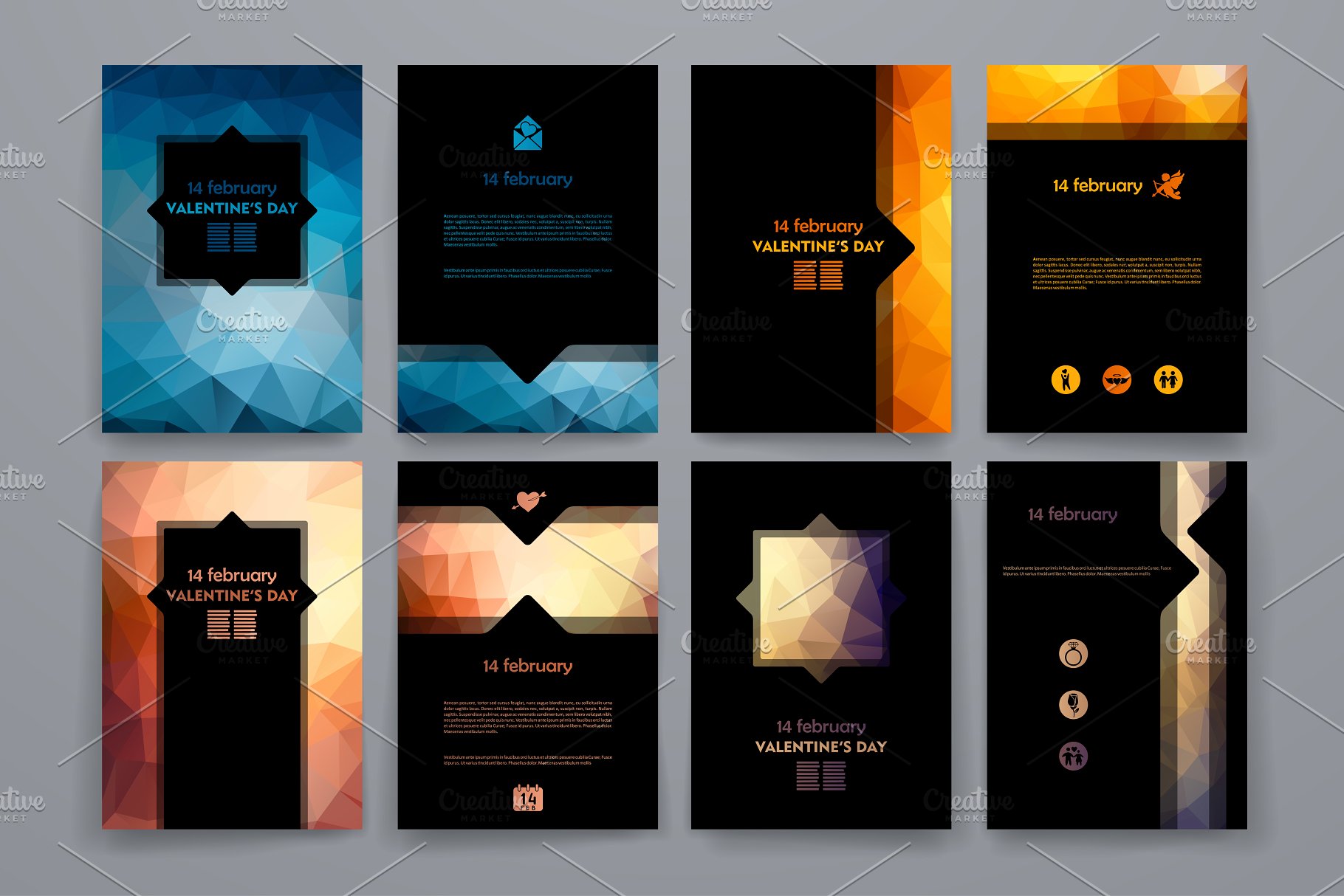 美国“总统日”节日活动小册子模板 Valentine’s Day Brochures插图(1)