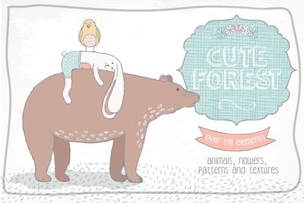 可爱森林剪切画、纹理&amp;图案 Cute Forest Collection Pro