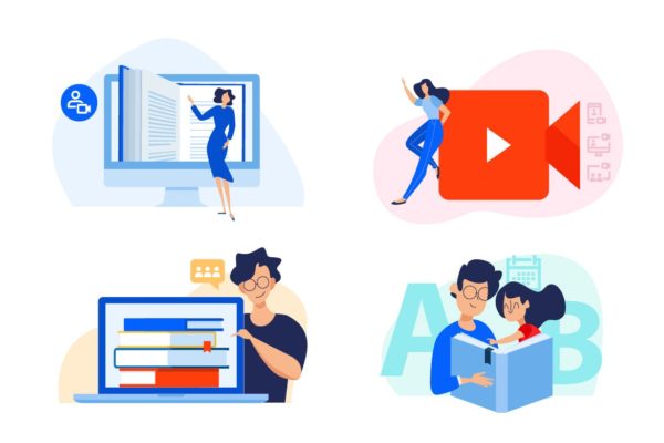 网络培训教育主题矢量概念插画 Set of education concepts