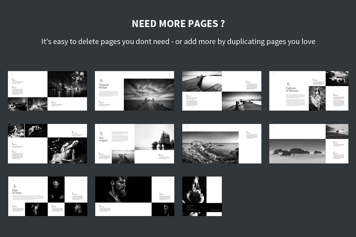 高端冷摄影师画册/产品目录设计模板 PSD – Photo Album Template插图(13)