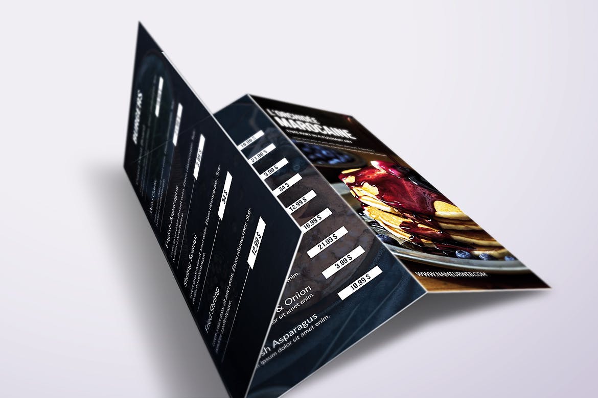 A4&美国信纸尺寸三折页餐厅点餐菜牌设计模板 Fresh Minimal Trifold A4 & US Letter Food Menu插图(5)