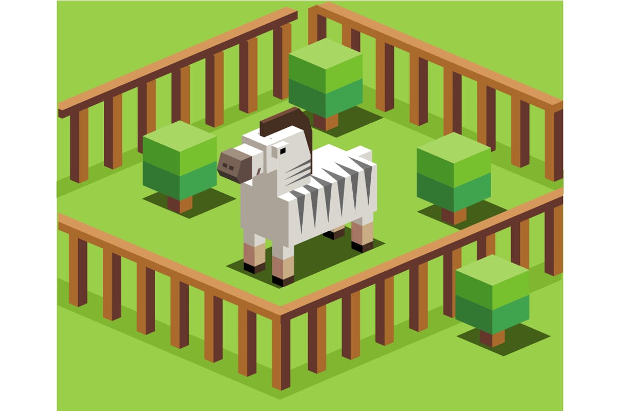 动物园里的斑马2.5D矢量插画免费素材 zebra in a zoo插图