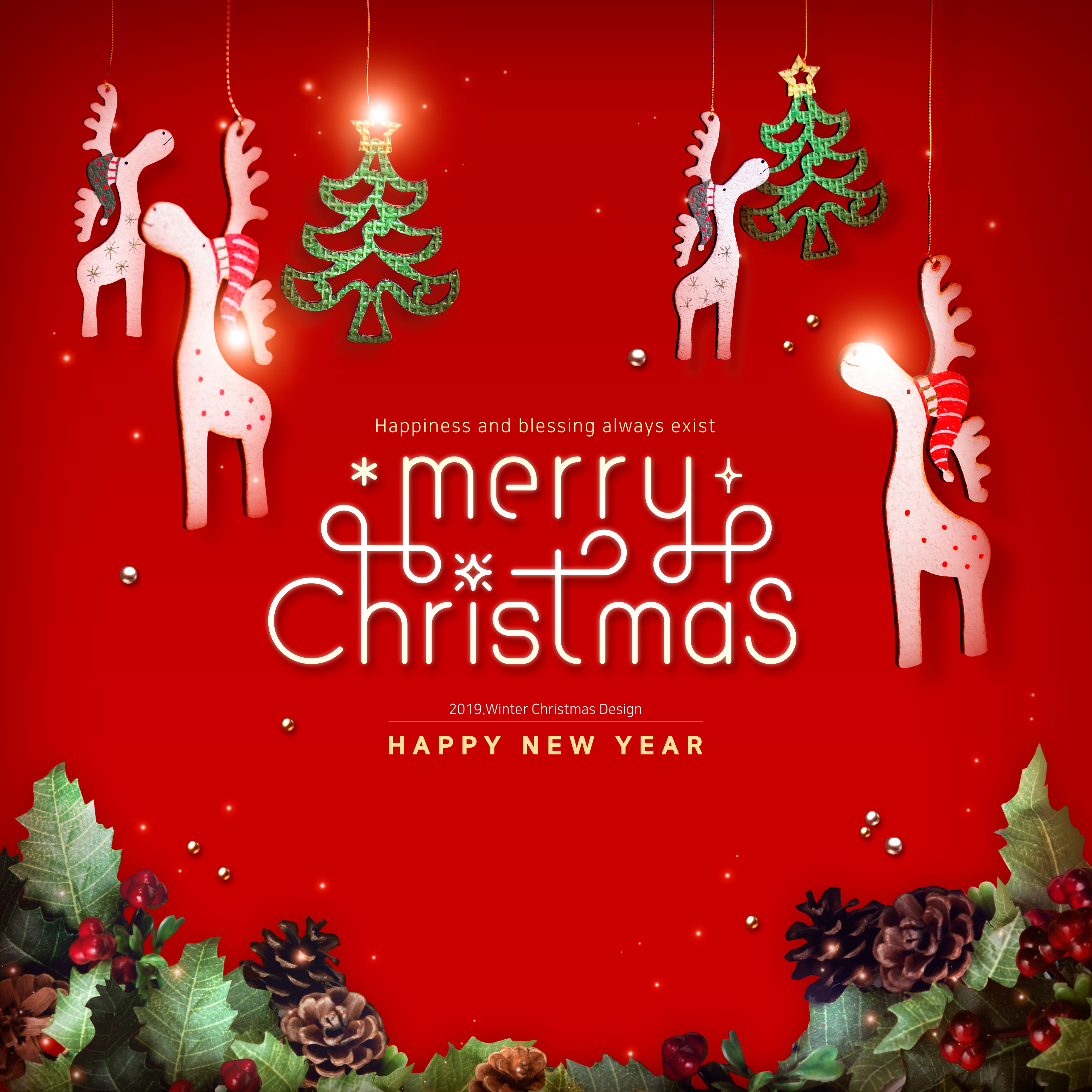 圣诞新年问候祝福海报psd素材插图