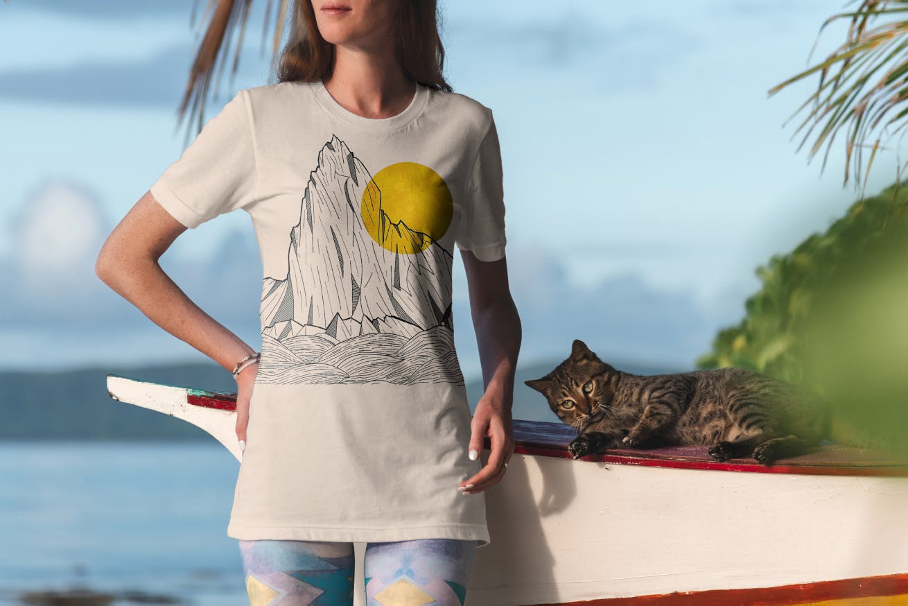 度假系列-热带风情风格服装胸前印花设计展示样机素材库精选v5 T-Shirt Mockup Vacation Edition Vol. 5插图(6)