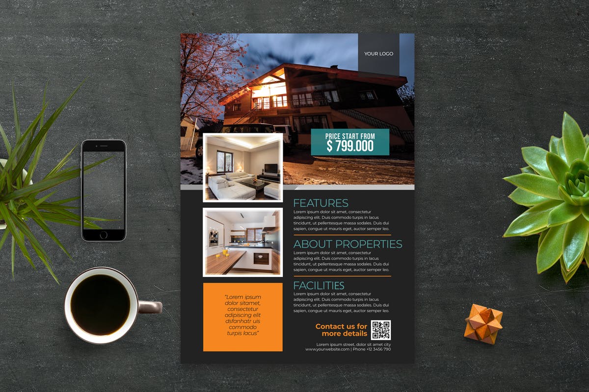 房地产销售广告传单设计模板 Real Estate Flyer插图