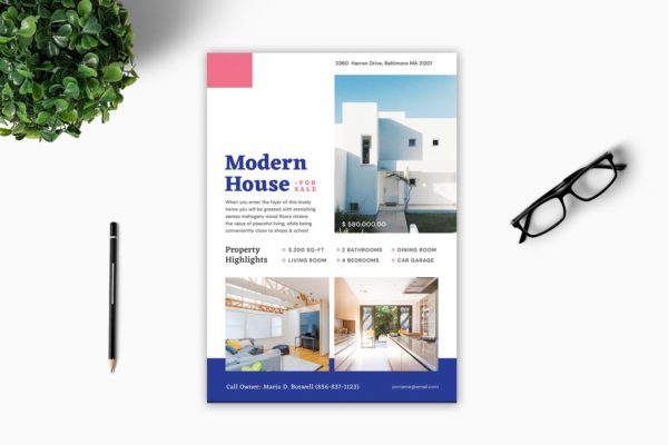 独栋别墅销售传单海报PSD素材素材库精选模板 House Sale Flyer
