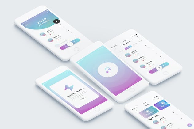 在线音乐播放器APP应用程序用户界面UI套件 One – Music Mobile App Ui Kit插图(1)