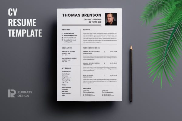 极简版式设计风格设计师简历模板 Minimalist CV Resume R23 Template