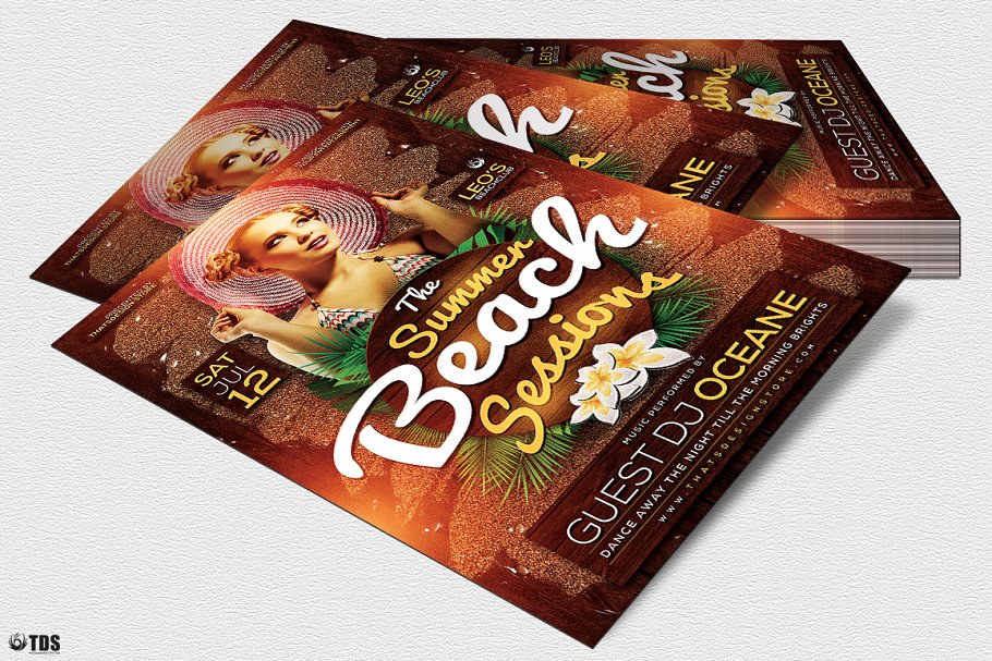 夏日海滩DJ音乐活动传单PSD模板v3 Summer Beach Flyer PSD V3插图(3)