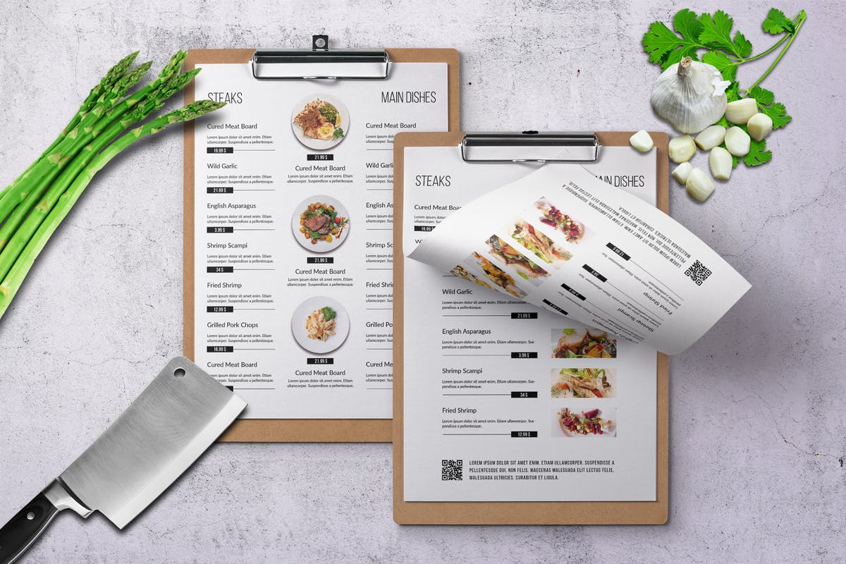 极简设计四季适用餐厅菜单设计PSD模板 Four Seasons Minimal Menu – A4 and US Letter插图