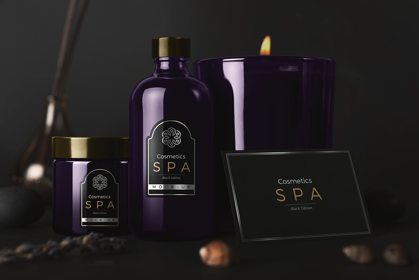 高品质的高端会所SPA化妆品样机展示模型mockups插图(1)