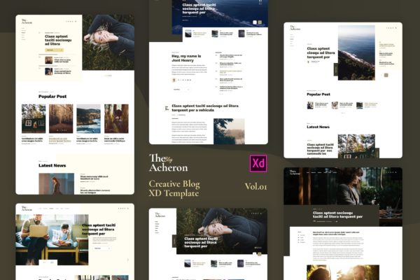 创意博客网站界面设计XD模板v1 Acheron Vol.01 – Creative Blog XD Template