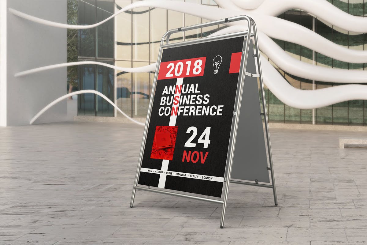 户外广告牌广告展架样机02 Advertising Stand Mockups 02插图