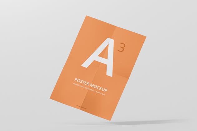 高分辨率带折痕海报样机模板 Poster Mock-Up插图(6)