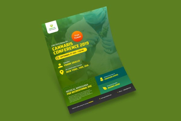 医学药物/生物科技主题学术会议宣传海报设计模板 Cannabis Conference Flyer