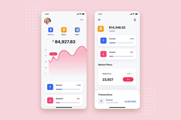 加密钱包APP应用程序UI设计模板 Crypto Wallet Mobile App UI Kit Template