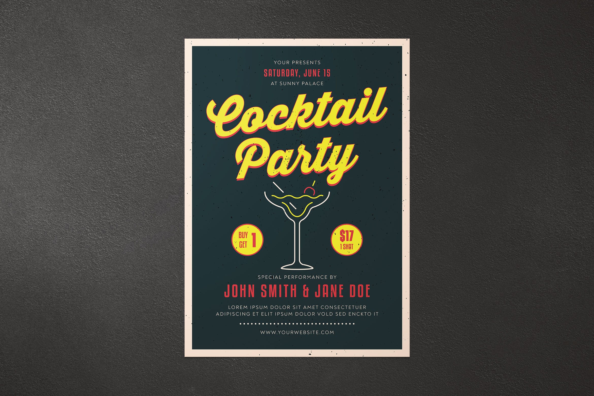 鸡尾酒会派对活动海报设计模板 Cocktail Party Flyer插图