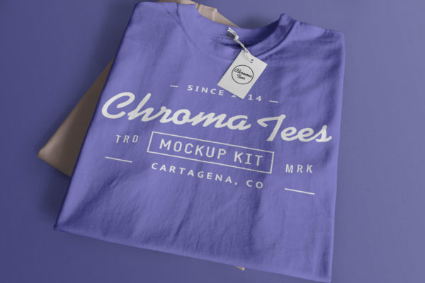 T恤印花设计折叠效果样机01 Folded T-Shirts Mockup 01