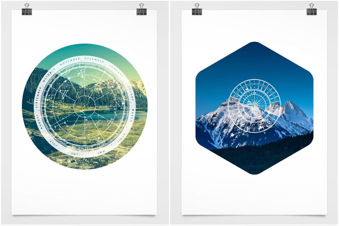 12款复古星座图航海图矢量素材 Vintage Charts插图(4)