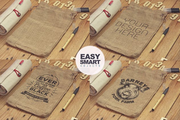 麻袋素描艺术图案预览样机素材库精选模板v2 Sack Bag Sketch插图(1)