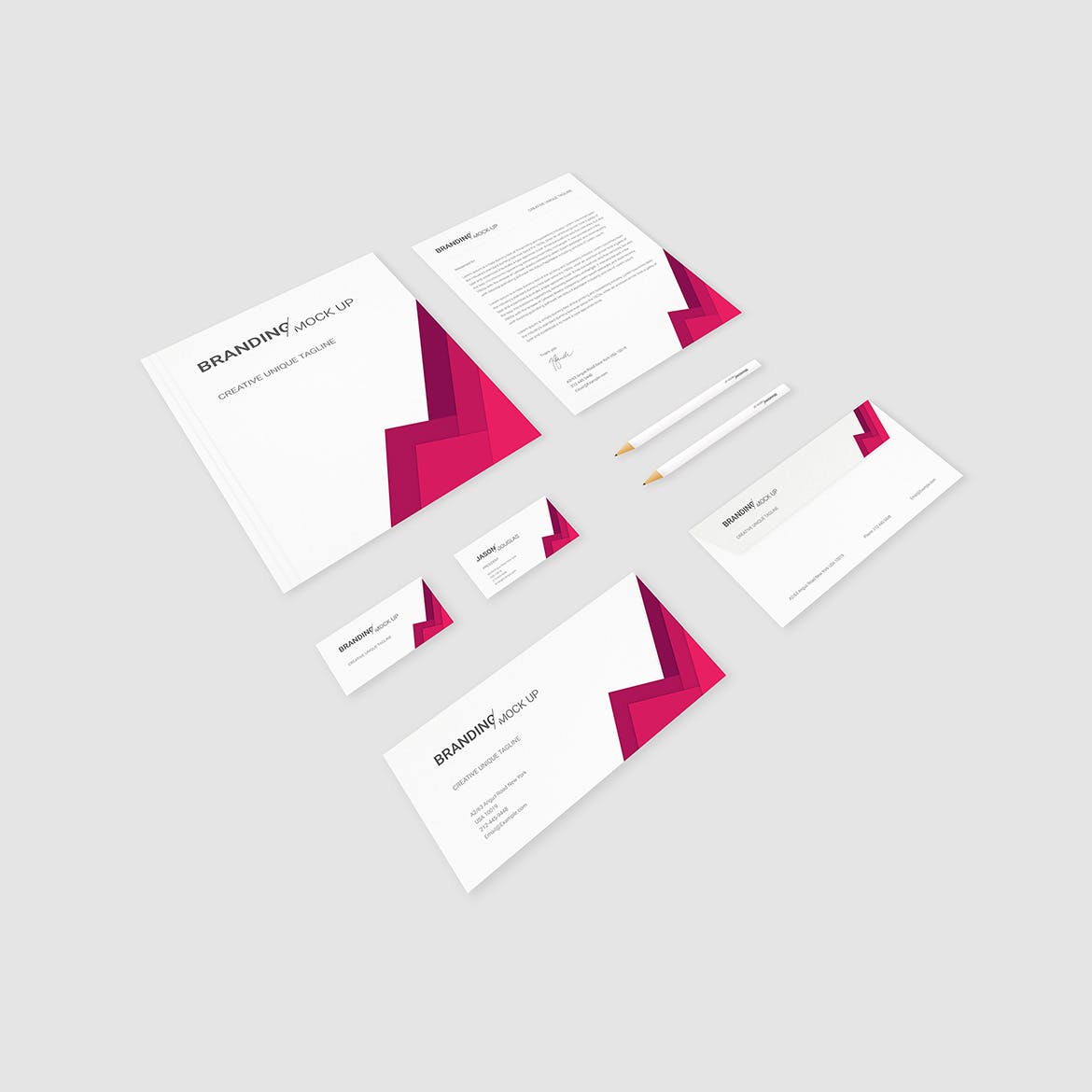 企业VI标识设计预览办公用品套件样机 Branding Identity – Material Triangle for Psd插图(4)