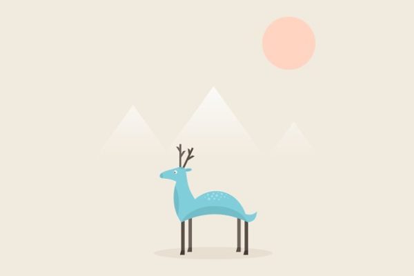 简笔画鹿矢量图形 Deer4