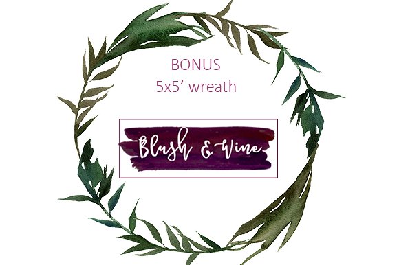 勃艮第白色水彩花卉插画 Burgundy White Watercolor Flowers插图(10)